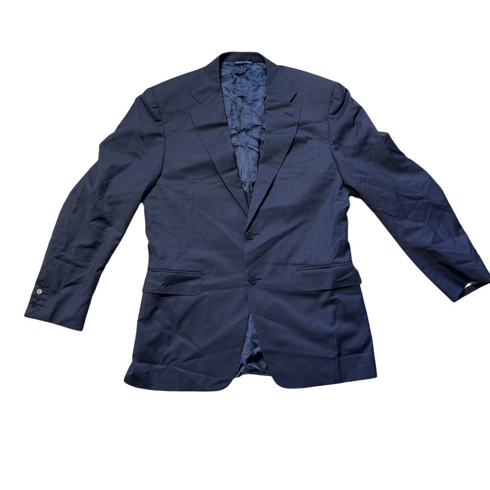 Canali Model 13290 Suit Jacket Mens 38R EU 48 Drop 7 Navy Blue 100% Wool Italy